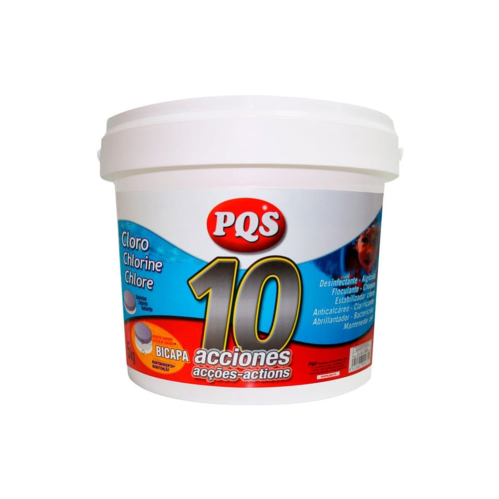 Cloro 10 acciones en tabletas para piscinas 5Kg PQS